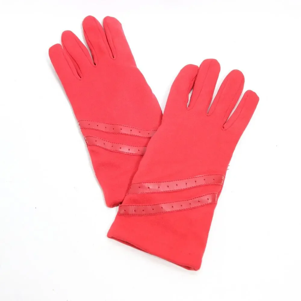 I Shalom Gloves Women One Size Red Nylon Blend Stretch Wrist Driving